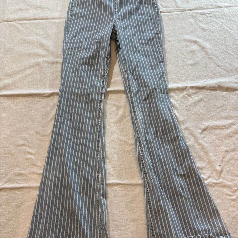 Ella Moss Gray Striped Flare Pants